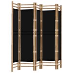 Cloison de sparation pliante 5 panneaux 200 cm bambou et toile