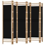 Cloison de sparation pliante 6 panneaux 240 cm bambou et toile