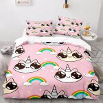 Cm x cm housse couette polyester - coton housse de couette x enfant avec deux taies d'oreiller x cm chat ...