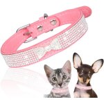 Cmjaagur - collier pour chien avec strass rose personnalis pour petit chien, chiot et chat chaton avec ...