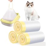 Cmws - 30 sacs a liti�re pour chat, 3 rouleaux sacs poubelles epais anti - fuite avec cordon de serrage, ...