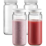 Cmws - lot de 4 bouteilles de jus en verre de 473, 6 g, avec couvercles pour jus, smoothies, eau, lait, ...