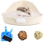 Cmws - bac a litire d'angle pour petits animaux avec boules a mcher pour hamster, cochon d'inde, furet, ...