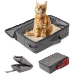 Cmws - bac litiere pour chat portable et pliable avec couvercle, maisons de toilette pour chats 40 x ...