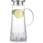 Cmws - carafe eau verre, carafe d'eau de borosilicate couvercle en acier inoxydable pour jus, pichet ...
