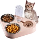 Cmws - ecuelle chat, bol de chat en acier inoxydable, bol pour animaux de compagnie 3 - en - 1 avec stockage ...