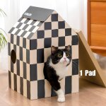 Cmws - maison pour chat en carton avec griffoir et herbe a chat, facile a assembler, idale pour dcorer ...