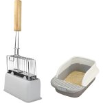 Cmws - pelle a llitire pour chat en mtal, pelles a litire avec manche en bois pour chats pelle profonde ...