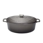 Cocotte ovale 33 cm chasseur gris caviar interieur noir