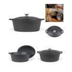 Cocotte ovale en fonte émaillée noire livoo - diamètre 34 cm - capacité 7l Cocotte ovale en fonte émaillée noire livoo - diamètre 34 cm - capacité 7l