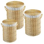 Coffres a linge en osier blanc (lot de 3)