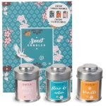 Coffret de 3 bougies parfumées vanille nuage sucré et de fleur de coton collection sweet Coffret de 3 bougies parfumées vanille nuage sucré et de fleur de coton collection sweet