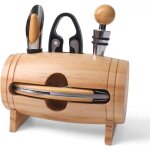 Coffret 4 pi�ces accessoires vin en forme de tonneau