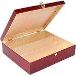 Coffret cadeau caisse � vin en bois rouge bourgogne - creative deco - bo�te de rangement - 3 bouteilles ...