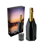 Bubbles coffret cadeau - rafraichisseur frizz gris et bouchon a champagne line carbone