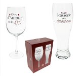 Coffret duo verres vin biere trinquons a l'amour