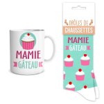 Coffret mug chaussettes mamie g�teau
