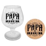 Coffret papa au rhum verre dessous liege