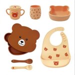 Coffrets repas en silicone compos dun coffret repas bebe 8 ustensiles avec assiette compartiment bebe ...