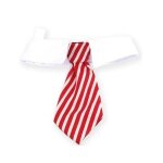 Col cravate pour animal de compagnie chat chien d�guisement rayure blanche et rouge