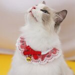 Collier bandana en dentelle pour animal de compagnie, 1 pice, foulard de nol, mignon, avec clochette, ...