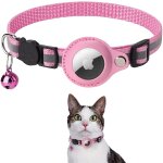 Collier chat airtag?rose?, accessoire compatible avec airtag apple? gps chat airtag non inclus?, collier ...