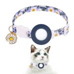 Collier chat - bleu collier pour chat petite marguerite airtag support airtag etanche boucle de scurit, ...