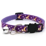 Collier pour chat avec breloque en forme de coeur et cloche, elastique de scurit rglable avec matriau ...