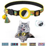 Collier chat (s, jaune), collier pour chat avec cloche collier chat airtag support airtag etanche boucle ...