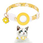 Collier chat - jaune collier pour chat petite marguerite airtag support airtag etanche boucle de scurit, ...