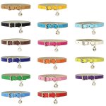 Collier de chat personnalis avec cloche rglable en cuir, pour chaton, chiot, chihuahua ctas