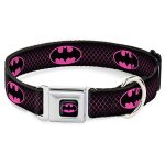 Collier pour chien avec boucle de ceinture de s�curit� batman shield - noir - rose vif - 45 7 81 3 cm ...