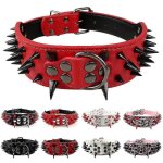 Colliers pour chien en cuir clout a pointes pointues et cool de 2, 0 pouces de large pour pitbull mastiff ...