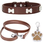 Colliers pour chiens collier en cuir laisse de chien combo set collier chien collier chiot r�glable pour ...