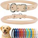 Collier de chien en cuir roul, collier de chiot rond rembourr doux, collier en cuir vritable fait ...