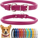 Collier de chien en cuir roul, collier de chiot rond rembourr doux, collier en cuir vritable fait ...