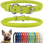 Collier de chien en cuir roul, collier de chiot rond rembourr doux, collier en cuir vritable fait ...