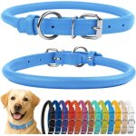 Collier de chien en cuir roul, collier de chiot rond rembourr doux, collier en cuir vritable fait ...