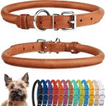 Collier de chien en cuir roul, collier de chiot rond rembourr doux, collier en cuir vritable fait ...