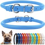 Collier de chien en cuir roul, collier de chiot rond rembourr doux, collier en cuir vritable fait ...