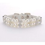 Collier de chien en cuir avec strass (taille m 1, 5 x 33 cm) - d�coration de no�l pour chihuahuas, chats ...