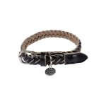 Collier pour chien en cuir tress� noir