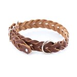 Collier pour chien en cuir tress� pleine fleur martin sellier 14 / 38 cm mixte marron