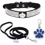 Collier chien strass collier en velours doux colliers en cuir pour chiens laisse et collier mignon diamants ...