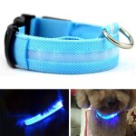 Collier clignotant a led lumineux r�glable pour la s�curit� de chien chat - bleu l(45 - 52cm)