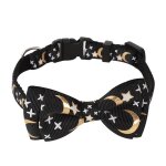 Collier cloche a noeud pour chat, estampage a chaud, tiss, motif d'toiles et de lune, noeud amovible, ...