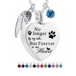 Collier de crmation pour animal de compagnie, collier d'urne d'aile d'ange, empreinte de patte, cendres ...