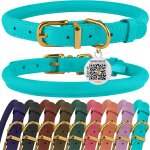 Collier en cuir roul pour chien avec etiquette d'identification qr colliers ronds souples ajustables ...