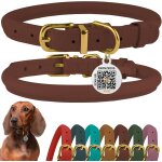 Collier en cuir roul pour chien avec etiquette d'identification qr colliers ronds souples ajustables ...