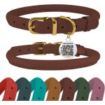 Collier en cuir roul pour chien avec etiquette d'identification qr colliers ronds souples ajustables ...